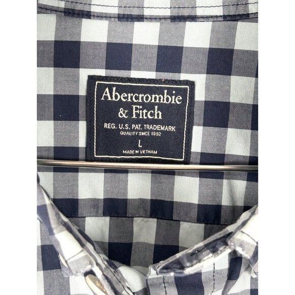 Abercrombie & Fitch Men's Adult Sz Large Blue Plaid Long Sleeve Button Shirt - Picture 2 of 15